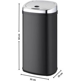MOVIMIENTO DE COCINA Papelera de cocina automática con flejes LARGO - 42 L - 32x25x64 cm - Negro MOVIMIENTO DE COCINA Papelera de cocina automática con flejes LARGO - 42 L - 32x25x64 cm - Negro
