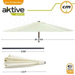 Sombrilla Aktive 270 x 235,5 x 270 cm Ø 270 cm Acero Aluminio Crema Sombrilla Aktive 270 x 235,5 x 270 cm Ø 270 cm Acero Aluminio Crema