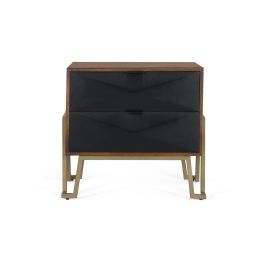 GINER Y COLOMER Mesita de Noche Madera de Mango con Cajones Geométricos, Avellana y Negro Precio: 423.4879. SKU: B15HH965WP