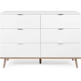 Cómoda Göteborg 6 cajones - Decoración roble sonoma blanco - L 120 x P 40 x H 86,5 cm