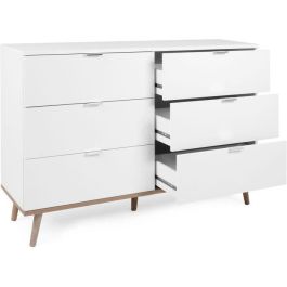 Cómoda Göteborg 6 cajones - Decoración roble sonoma blanco - L 120 x P 40 x H 86,5 cm