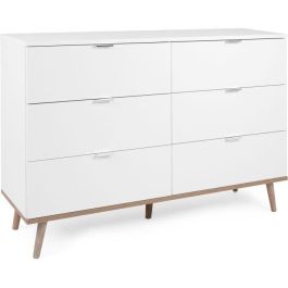 Cómoda Göteborg 6 cajones - Decoración roble sonoma blanco - L 120 x P 40 x H 86,5 cm