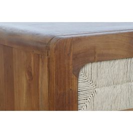 DKD Home Decor Comoda Basant Ratan Marron Oscuro Natural Acacia y Ratan 90 x 45 x 90 cm