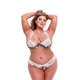 Conjunto de Lencería Open Back Baci Lingerie Floral & Lace Gris (XL)