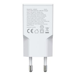 EQUIP Cargador GaN Slim 30W (245523) - 2 Puertos USB-C PD3.0 + USB-A QC3.0, Compacto Blanco, 100-240V, Protecciones Integradas