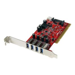 StarTech.com Tarjeta PCI Express USB 3.0 SuperSpeed 4 Puertos Tipo A 5Gbps con Alimentación SATA LP4 y Perfil Bajo