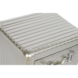 DKD Home Decor Mesita de Noche Vintage Plateada 39x63x46 cm de Metal y MDF con 2 Cajones Desmontable