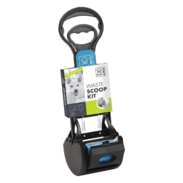 M Pets Kit Pala y Bolsas para Excrementos de Perro 38x12x10,5cm Negro y Azul
