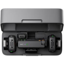 DJI Mic Mini (2TX+1RX+Charging Case) Micrófono Omnidireccional con Receptor de Cámara y 2 Transmisores, 400m de Alcance