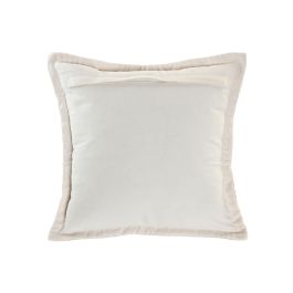 DKD Home Decor Cojín Tradicional India Lino Algodón Velvet Beige 50 x 50 cm (2 Unidades)