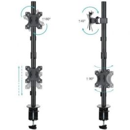 TooQ DB1233TNV-B Soporte de Mesa para 2 Monitores 13-32'' hasta 8kg por brazo, Giratorio, Inclinable, Vertical, Negro