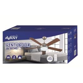 AVANT Ventilador de Techo Avant 132 cm, 65 W, Color Gris con Madera, Incluye Lámpara y Mando a Distancia