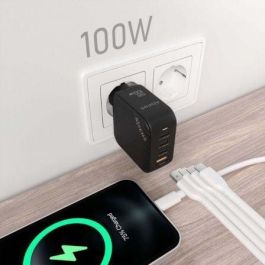 AISENS - CARGADOR GaN 100W, 3xUSB-C PD3.0 QC4.0, 1xUSB-A QC3.0, NEGRO