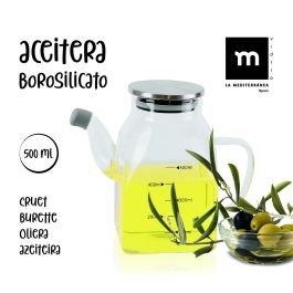 Aceitera cuadrada de borosilicato y metal 500 ml - La Mediterranea (12 Unidades) Aceitera cuadrada de borosilicato y metal 500 ml - La Mediterranea (12 Unidades)