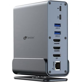 Leotec LEDS06 Docking Station USB Tipo-C 15 en 1 con 5xUSB, 2xUSB Tipo-C, 1xUSB Tipo-C PD, 1xDisplayPort, 2xHDMI 4K, 1xRJ45, Gris Precio: 84.95000052. SKU: B1FN3D4FNH