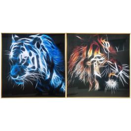 DKD Home Decor Cuadro Tigre Negro Multicolor Aluminio MDF 80 x 80 cm (2 Unidades) Precio: 121.49999983. SKU: B14Y4JXE9Y
