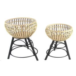 DKD Home Decor Macetero Balines Set de 2 Bambú Metal Natural 41 x 68 x 41 cm Precio: 55.94999949. SKU: B1KPDP26QL