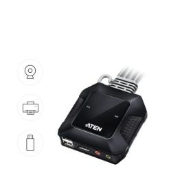 Aten Switch KVM CS52DP DisplayPort USB-C 2 Puertos, 4K UHD, Compatible con Windows, Mac, Linux, Android, iOS