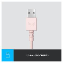 Logitech H390 Auriculares con Micrófono con Cancelación de Ruido, USB-A, Supraaurales, Diadema, Color Rosa