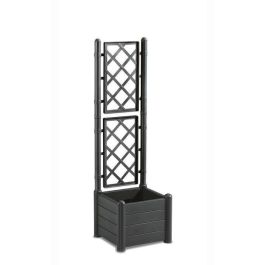 Stefanplast STE8003507801066 Jardinera cuadrada Italia con enrejado, 30L, Plástico, Antracita