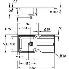 Fregadero - acero inoxidable - acero inoxidable - GROHE