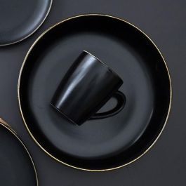 Home Deco Factory Ensaladera Vallee Outlet D.25 cm Negra con Ribete Dorado