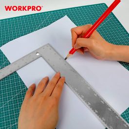 Workpro Escuadra de Carpintero 200x300mm Acero con Recubrimiento en Polvo - Métrico-SAE