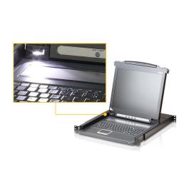 Aten CL1000 17" Consola KVM con Panel LCD LED Retroiluminado, Teclado y Touchpad Integrados, Montaje en Rack 1U Slideaway