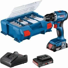 Bosch Professional GSR 18 V Drill Trilling + 2 baterías 2.0AH + Cargador + 82 piezas, en L Case