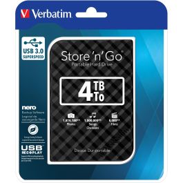 Verbatim Disco Duro Portátil Store 'n' Go USB 3.0 de 4TB, 2.5" (6.3cm), 5400 RPM, Micro-USB B, Negro