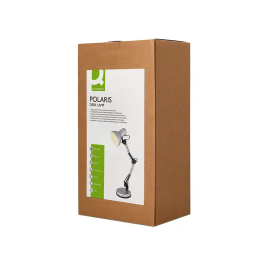 Q-connect Lámpara de Escritorio Polaris Metálica con Interruptor, Brazo Doble y 3 Articulaciones, Color Plata