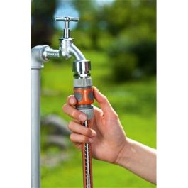Gardena Conector rápido manguera 1/2" - 5/8", anti UV y anti hielo, polipropileno, gris/naranja