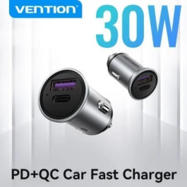 Vention Cargador Coche FFFH0 USB-C + USB 30W Carga Rápida PD QC4.0 AFC SCP