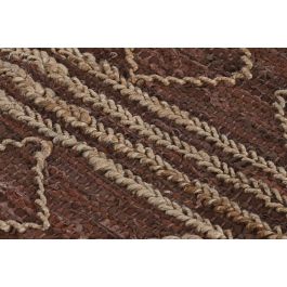 DKD Home Decor Alfombra Marron Yute Cuero Algodon 230 x 160 cm con Rombos