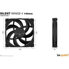 Be Quiet! Ventilador SILENT WINGS 4 140mm Negro para Carcasa de Ordenador, 1100 RPM, 13.6 dB