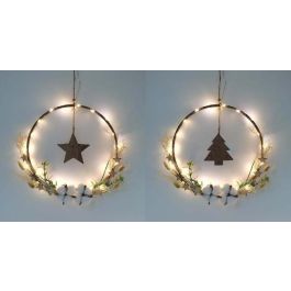 DKD Home Decor Decoración Colgante Navidad Blanco Natural Led Metal 2 x 30 x 30 cm (4 Unidades) Precio: 16.50000044. SKU: B1KBWCT87Q
