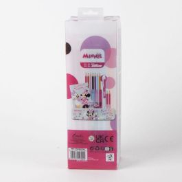 Cerdá Set de Papelería para Colorear y Dibujar de Minnie Rosa para Niños y Niñas +3 Años, Incluye Artículos Esenciales, 8x24x8 cm