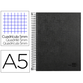 Liderpapel Cuaderno espiral A5 micro papercoat tapa forrada 140 hojas 75gr cuadro 5mm banda 5 colores 6 taladros negro Precio: 5.68999959. SKU: B1DVGTDVWE