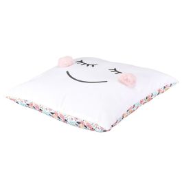 Home Deco Kids Cojín Pompón Vallee Outlet 40x40 cm Cara con Pompones y Flores