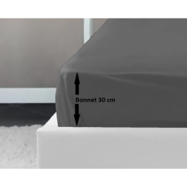 Lovely Home Sábana Ajustable 100% Algodón 160x200x30 cm Gris Oscuro