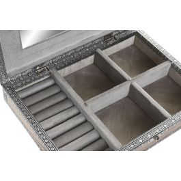 DKD Home Decor Joyero Árabe Plateado Gris Madera Aluminio Elefante 20 x 5 x 28 cm (2 Unidades)