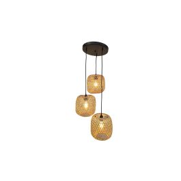 DKD Home Decor Lámpara de Techo de Bambú y Ratán Marrón Negro, Estilo Tropical con 3 Bombillas E27 50W, 43x100 cm Precio: 61.18728. SKU: S3031487