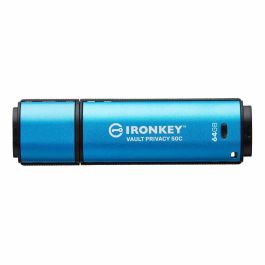 Kingston IronKey Vault Privacy 50C 64GB USB-C 3.2 Gen 1, Encriptación Hardware AES-256 FIPS 197, Resistente Agua IPX8, Vel. Lect. 250 MB/s