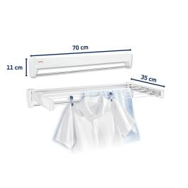 Leifheit TELEGANT 36 Protect Plus Secador de pared con 3,60 m de tendedero, toallero y dimensiones 72x37 cm