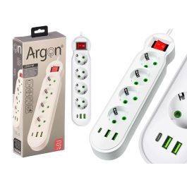 Argon Regleta Multifunción de 4 Enchufes con Interruptor, 2500W, Cable de 2 mts, Color Blanco (Set de 12) Precio: 73.50000042. SKU: B1GNCFS45T