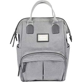 BEABA Bolso pañal Wellington unisex moderno, tipo mochila, gris jaspeado, con cambiador y bolsa isotérmica