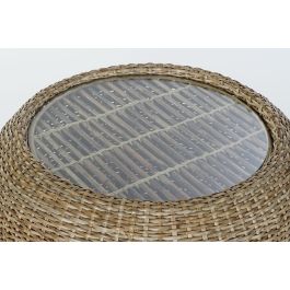 DKD Home Decor Mesa Centro Balines Ratan y Cristal Natural 82 x 48 x 82 cm