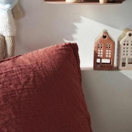 Today 123334 Juego de Cama Gasa de Algodón y Algodón Liso Terracota 140x200 cm para 1 Persona, tacto suave y cierre con botones ocultos