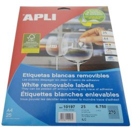 Apli Etiquetas Adhesivas Removibles 17,8x10 mm para Laser Ink-Jet Fotocopiadora Caja 25 Hojas Precio: 10.99000045. SKU: BIX10197