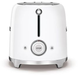 Smeg TSF01WHEU Tostador 2 Rebanadas Blanco con Funciones Recalentar y Descongelar, Acero/Plástico 950W